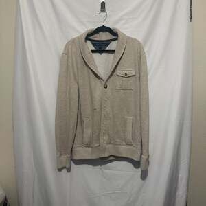 Tommy Hilfiger Men's Shawl Collar Cardigan Sweater - Oatmeal Beige, Size Medium